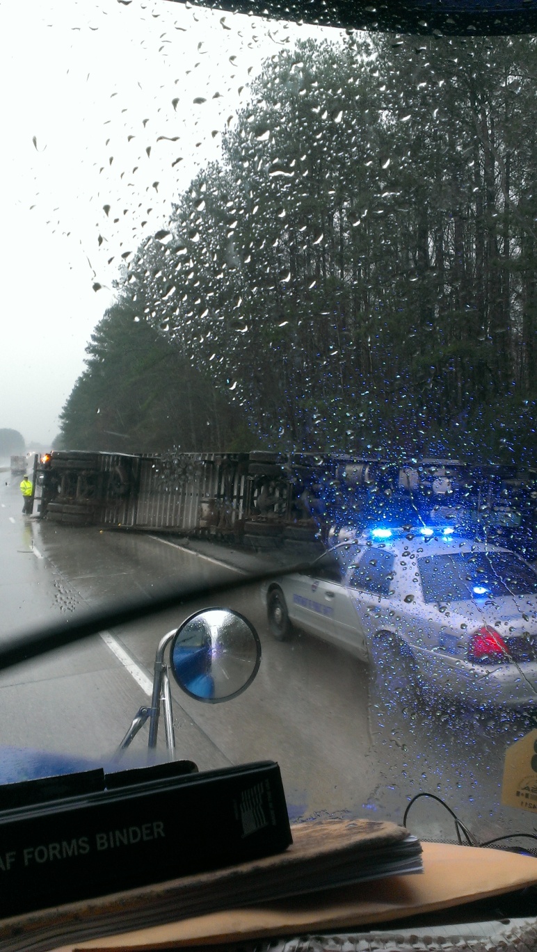 picture of overturned truck in SC in FEb 2015